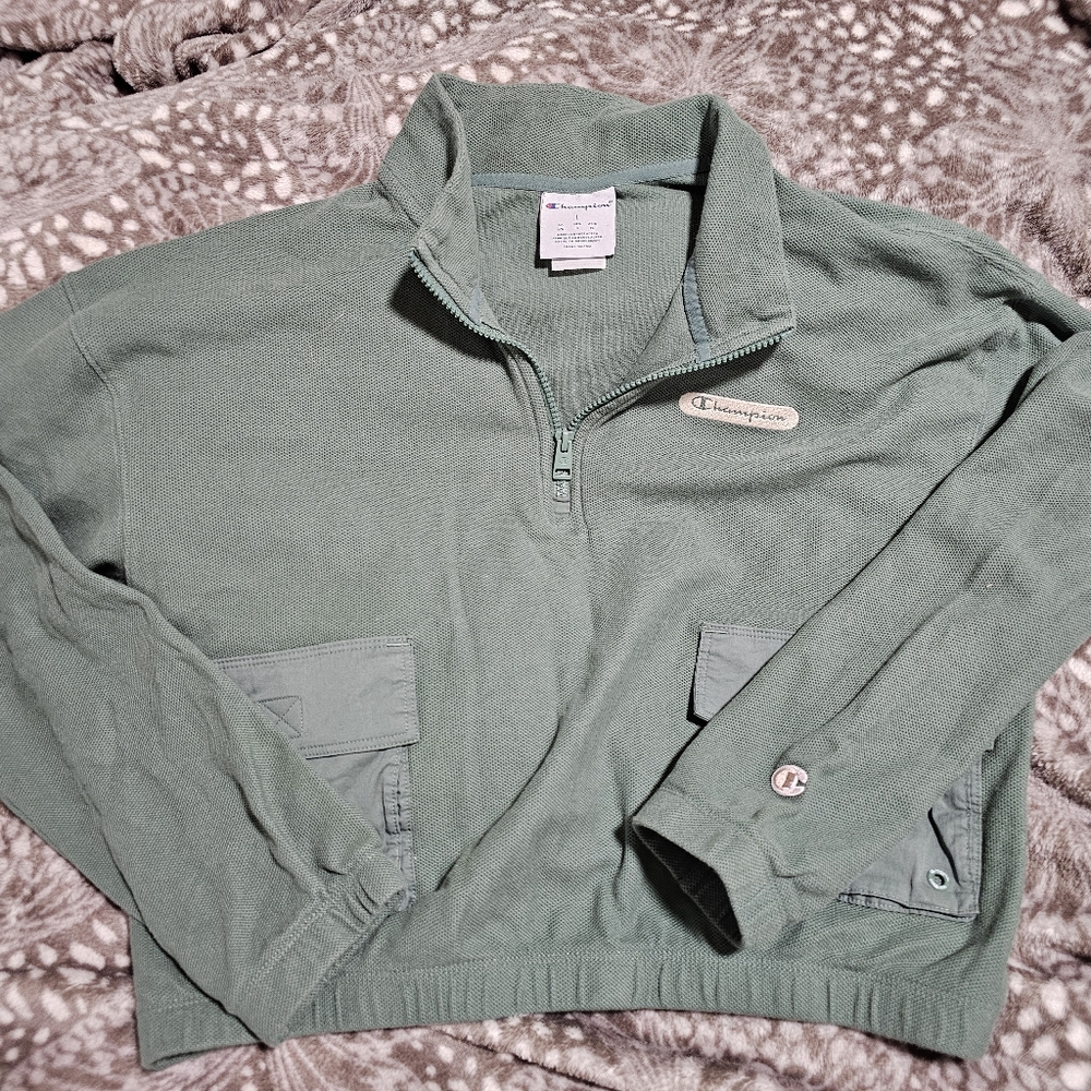 champion quarter zip cropped sweatshirt
